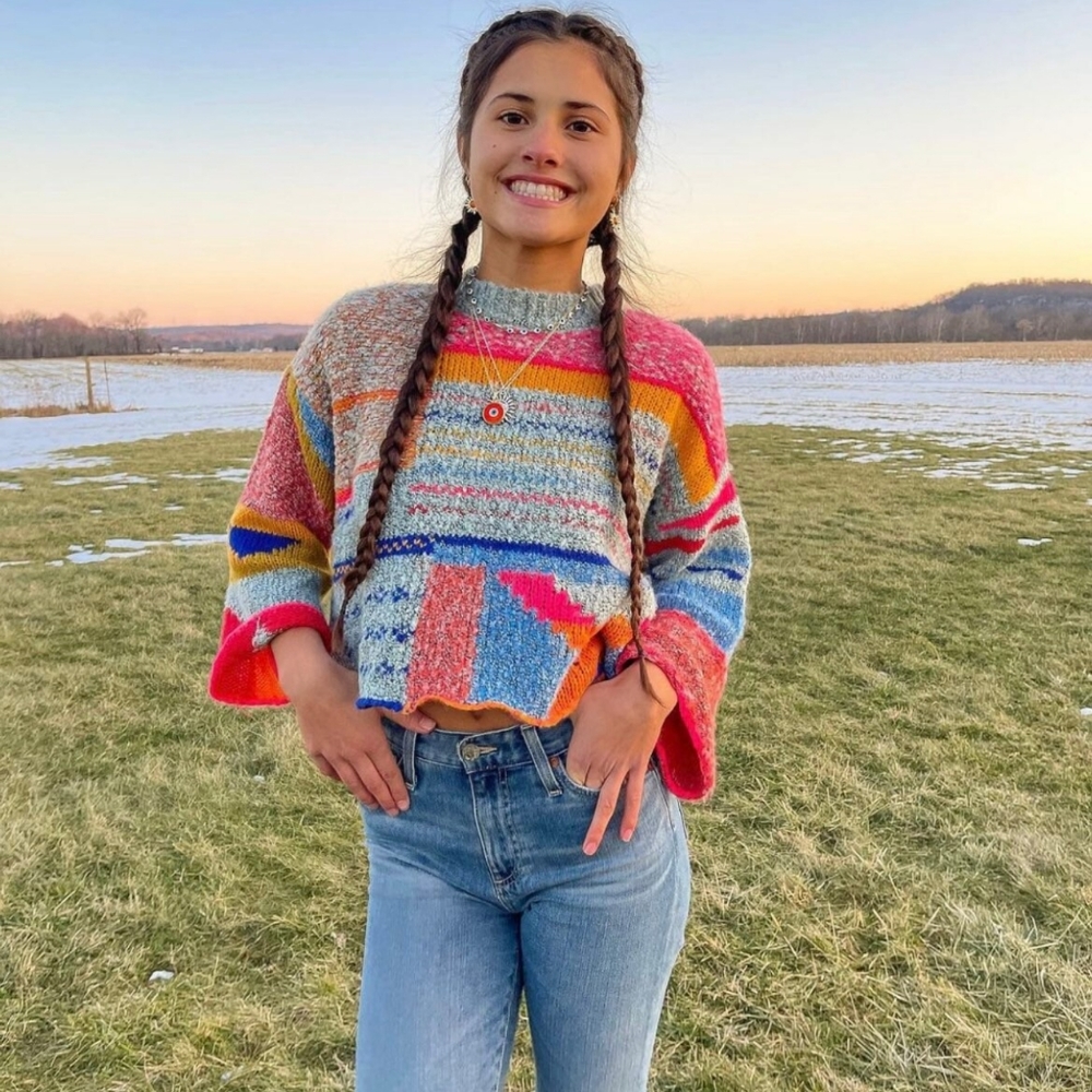 Moon & Madison multicolor cropped sweater - Picture 2 of 7